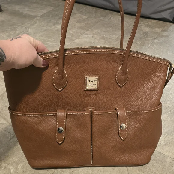 Dooney & Bourke Brown Leather Tote - Picture 2 of 4